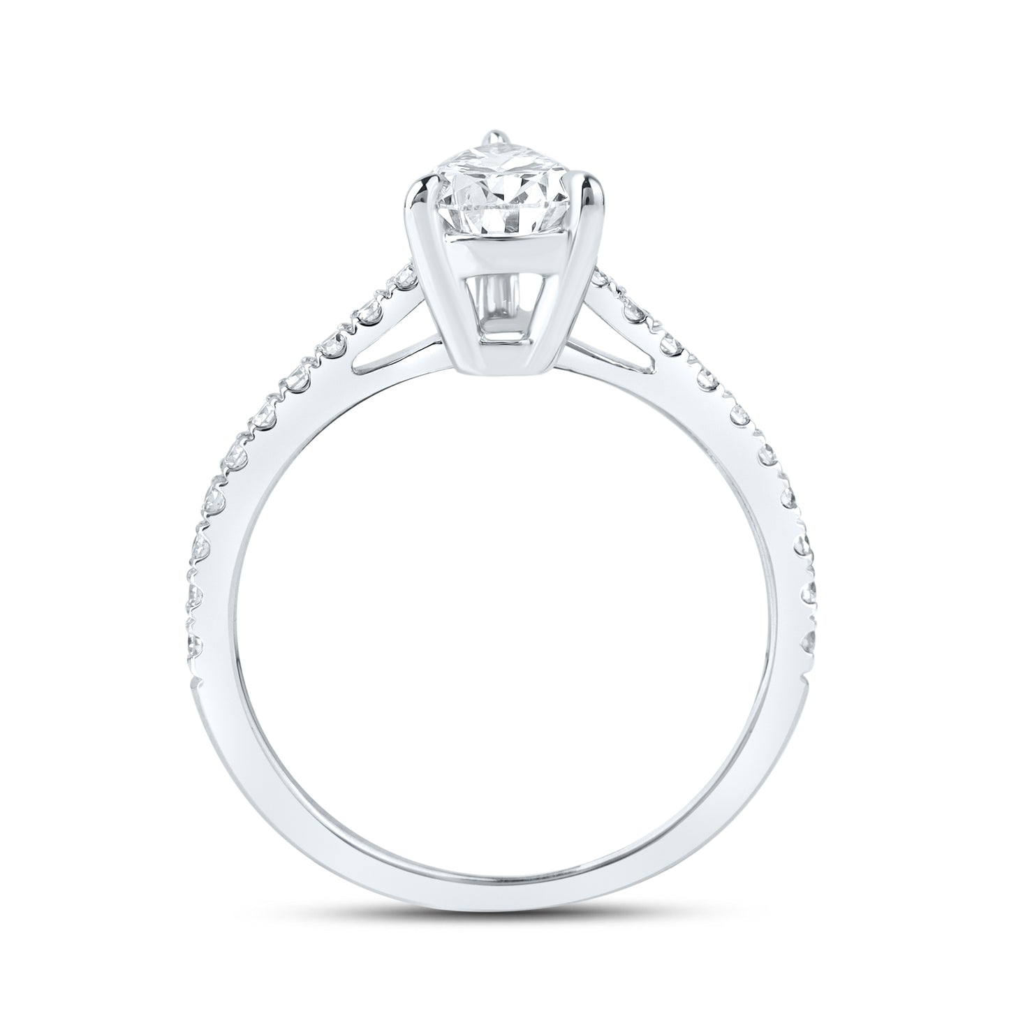 14k WHITE GOLD 1.25 CTW PEAR SHAPE LAB DIAMOND RING