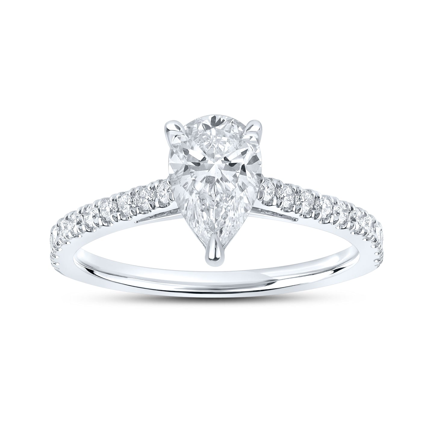 14k WHITE GOLD 1.25 CTW PEAR SHAPE LAB DIAMOND RING