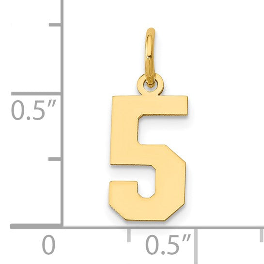 14kt Yellow Gold Small Polished Number 5 Charm