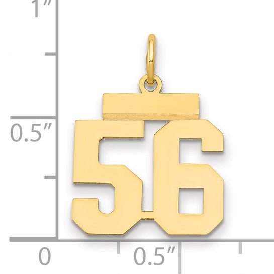14kt Yellow Gold Small Polished Number 56 Charm