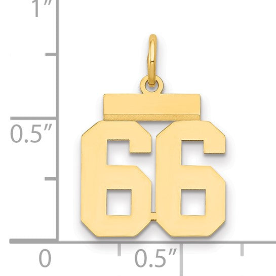 14kt Yellow Gold Small Polished Number 66 Charm