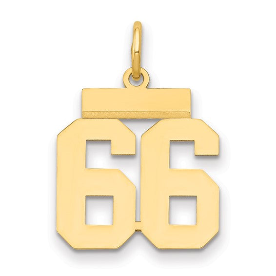 14kt Yellow Gold Small Polished Number 66 Charm
