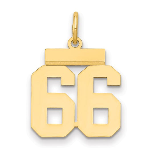 14kt Yellow Gold Small Polished Number 66 Charm