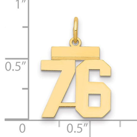 14kt Yellow Gold Small Polished Number 76 Charm
