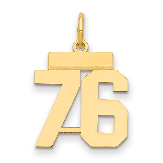 14kt Yellow Gold Small Polished Number 76 Charm