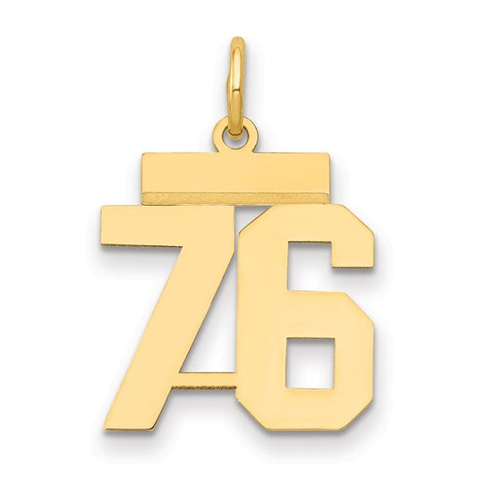 14kt Yellow Gold Small Polished Number 76 Charm