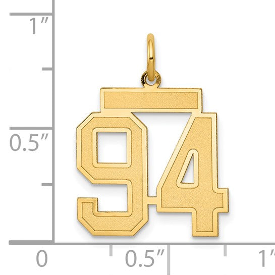 14kt Yellow Gold Medium Satin Number 94 Charm