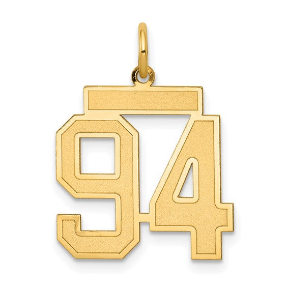 14kt Yellow Gold Medium Satin Number 94 Charm