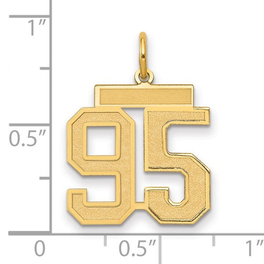 14kt Yellow Gold Medium Satin Number 95 Charm