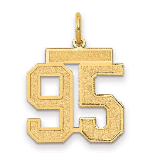14kt Yellow Gold Medium Satin Number 95 Charm