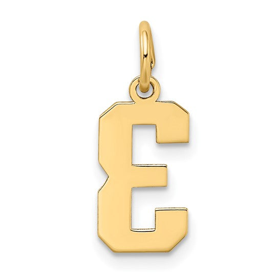 14kt Yellow Gold Small Satin Number 3 Charm