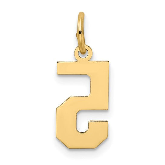 14kt Yellow Gold Small Satin Number 5 Charm