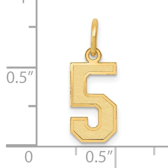 14kt Yellow Gold Small Satin Number 5 Charm