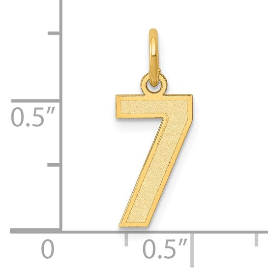 14kt Yellow Gold Small Satin Number 7 Charm