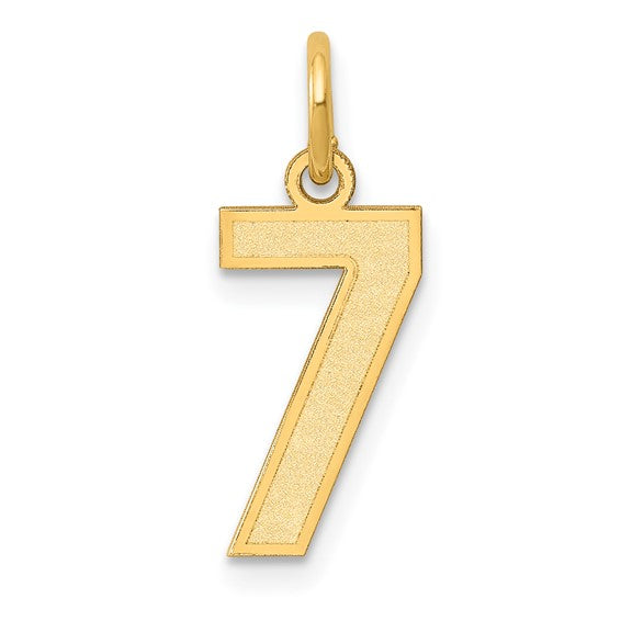 14kt Yellow Gold Small Satin Number 7 Charm
