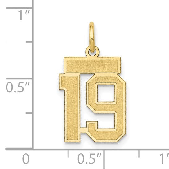 14kt Yellow Gold Small Satin Number 19 Charm