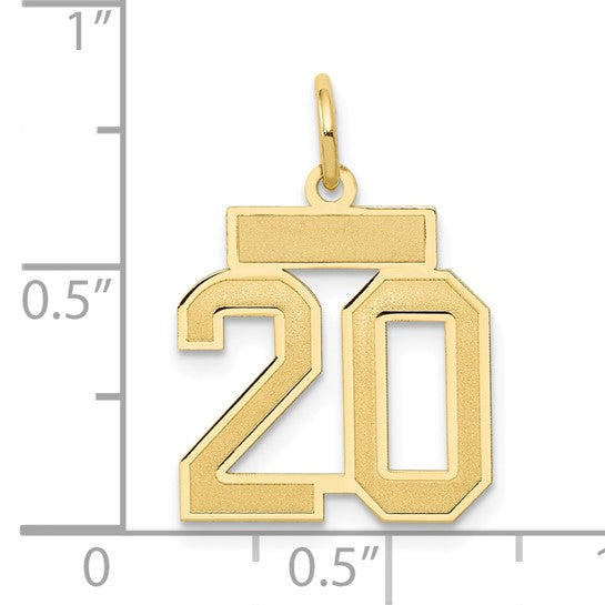 14kt Yellow Gold Small Satin Number 20 Charm