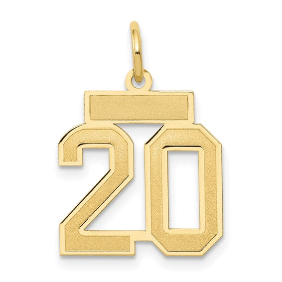 14kt Yellow Gold Small Satin Number 20 Charm