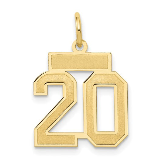 14kt Yellow Gold Small Satin Number 20 Charm