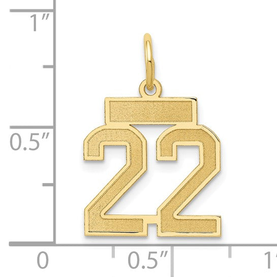 14kt Yellow Gold Small Satin Number 22 Charm