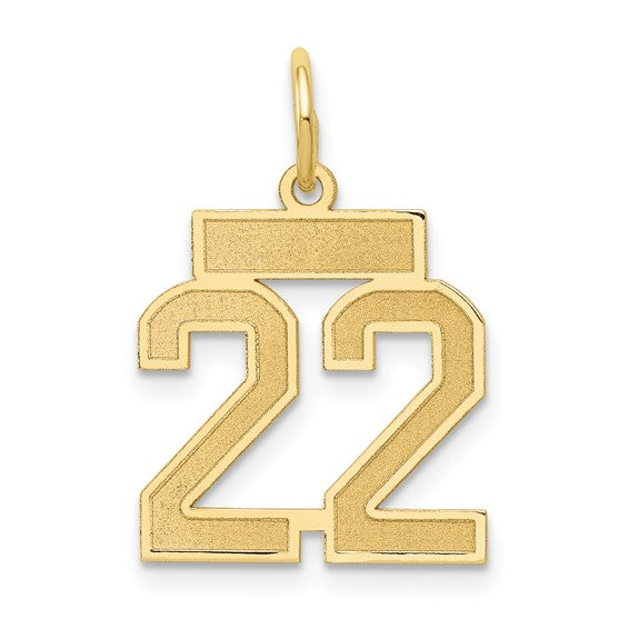 14kt Yellow Gold Small Satin Number 22 Charm