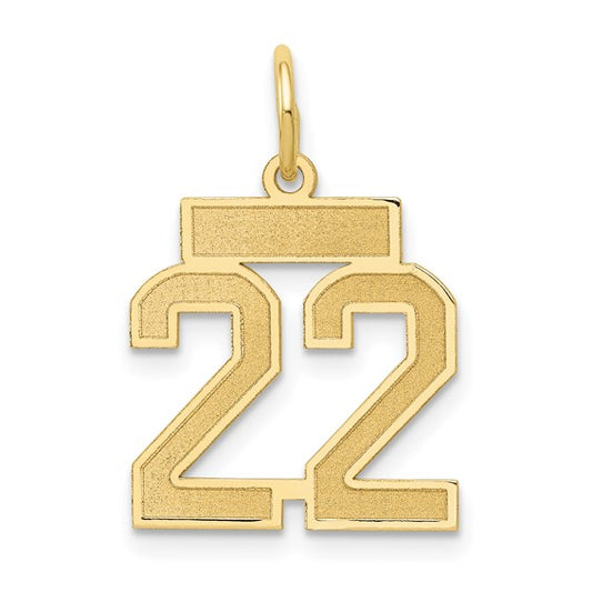 14kt Yellow Gold Small Satin Number 22 Charm
