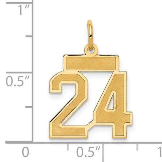 14kt Yellow Gold Small Satin Number 24 Charm
