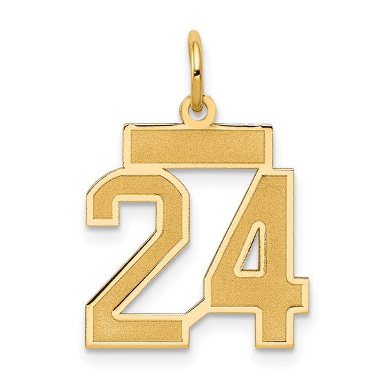 14kt Yellow Gold Small Satin Number 24 Charm
