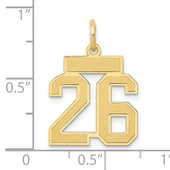 14kt Yellow Gold Small Satin Number 26 Charm