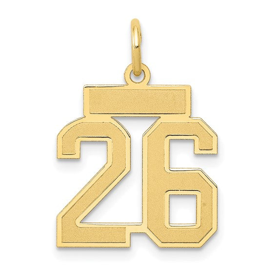 14kt Yellow Gold Small Satin Number 26 Charm