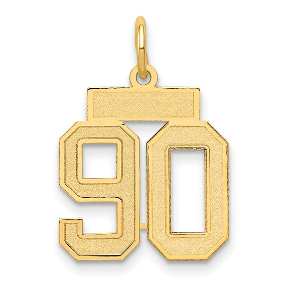 14kt Yellow Gold Small Satin Number 90 Charm