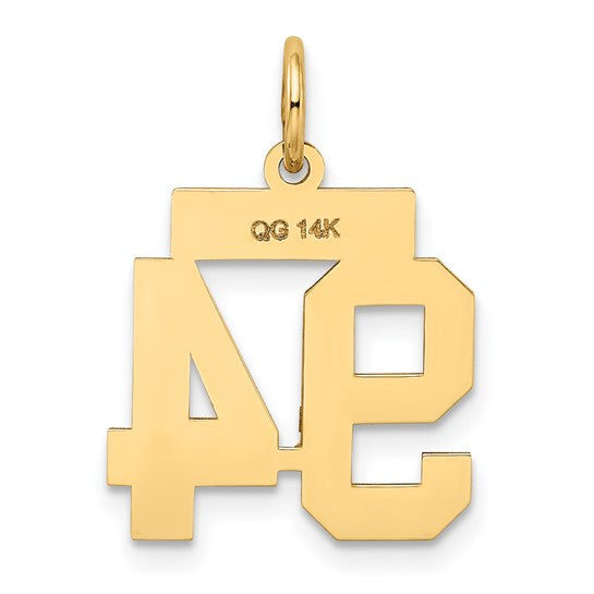 14kt Yellow Gold Small Satin Number 94 Charm