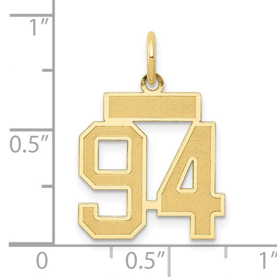14kt Yellow Gold Small Satin Number 94 Charm
