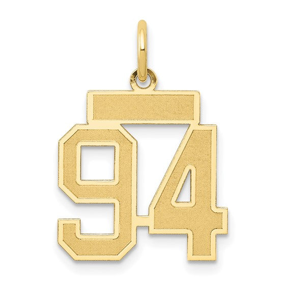 14kt Yellow Gold Small Satin Number 94 Charm