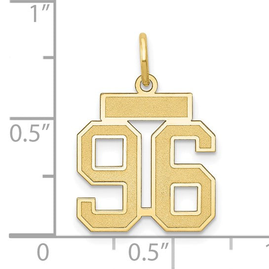 14kt Yellow Gold Small Satin Number 96 Charm