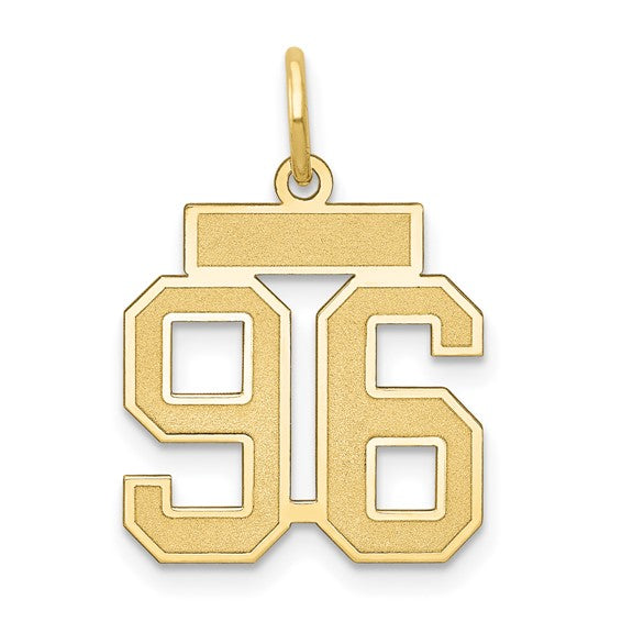 14kt Yellow Gold Small Satin Number 96 Charm