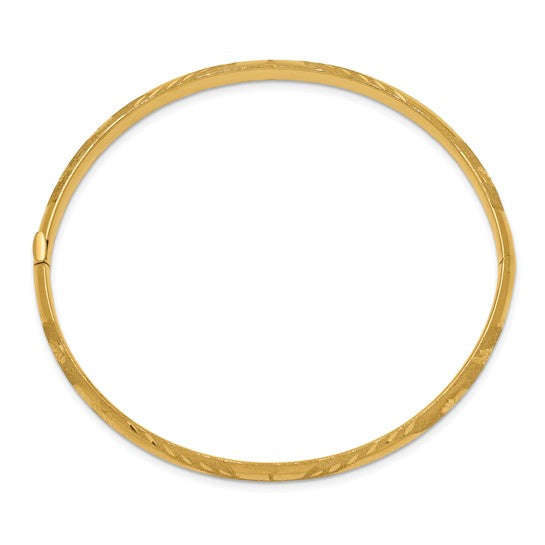 14kt Yellow Gold 3/16 Laser-Cut 5.00mm Hinged Oval Bangle Bracelet