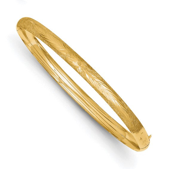 14kt Yellow Gold 3/16 Laser-Cut 5.00mm Hinged Oval Bangle Bracelet