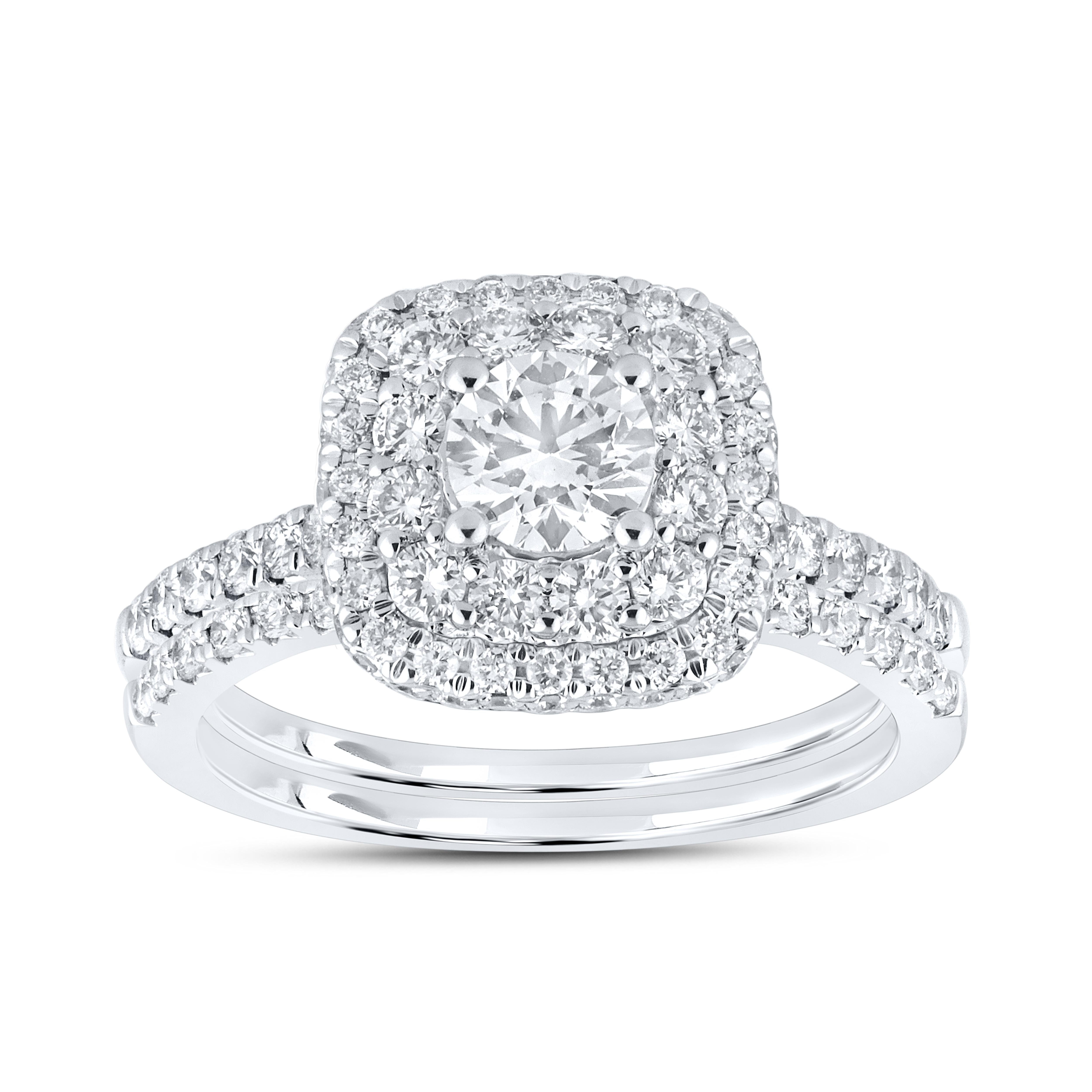 10KT WHITE GOLD 1.54 CTW LAB DIAMOND BRIDAL RING SET