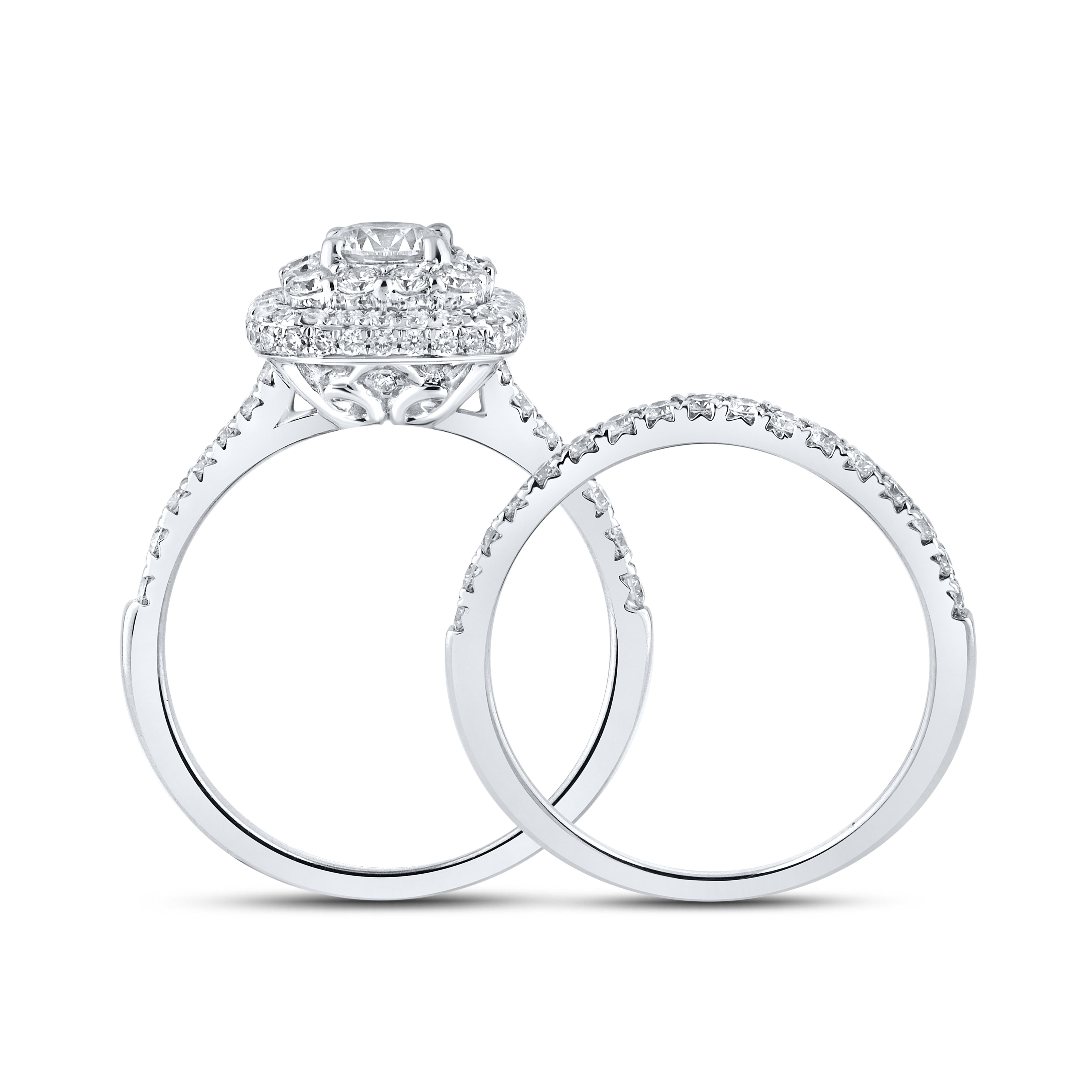 10KT WHITE GOLD 1.54 CTW LAB DIAMOND BRIDAL RING SET