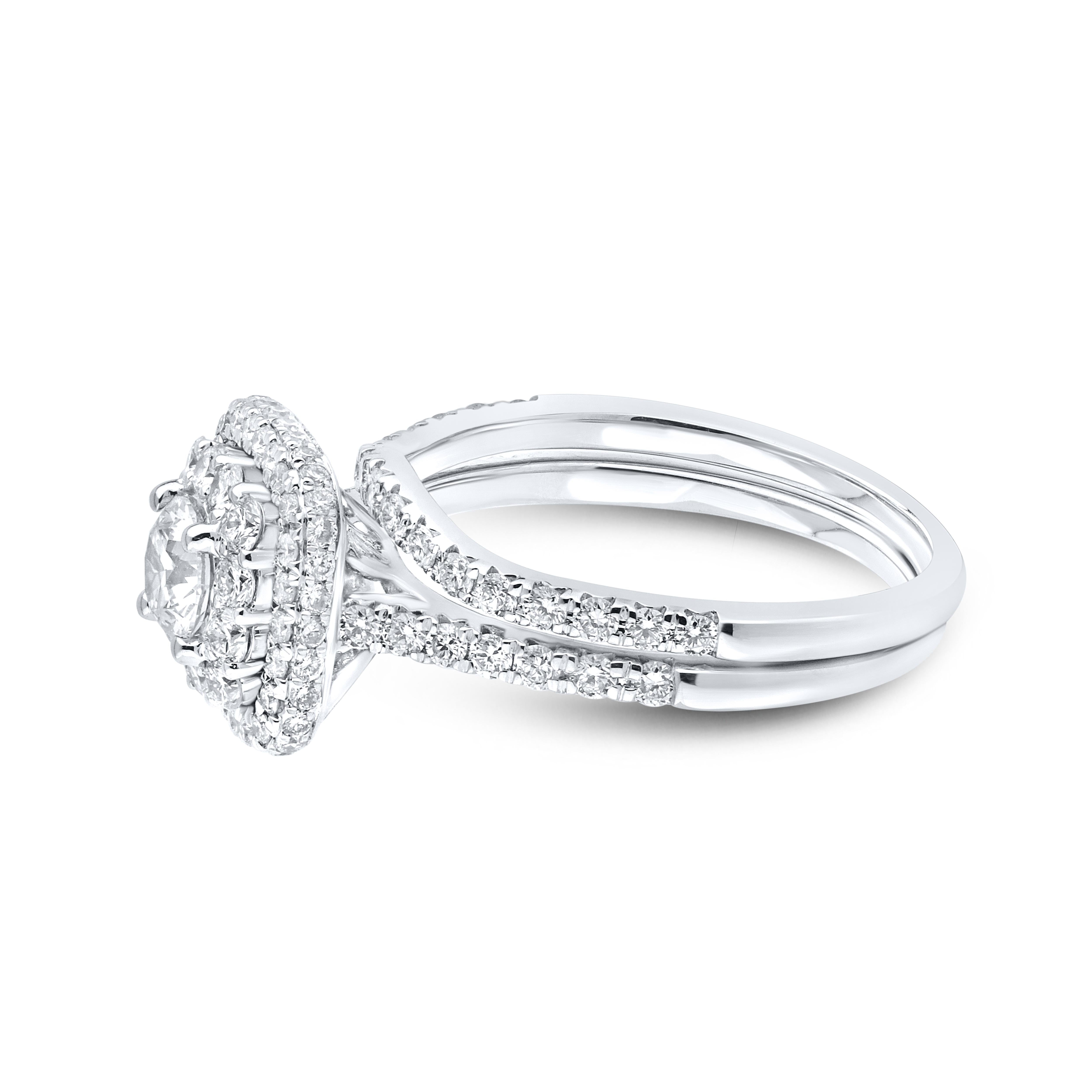 10KT WHITE GOLD 1.54 CTW LAB DIAMOND BRIDAL RING SET
