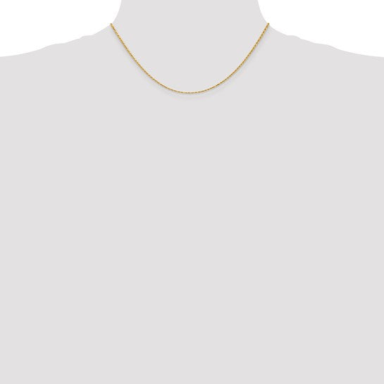 14KT Yellow Gold 16 inch 1.3mm Diamond-cut Solid Machine Made Rope with Lobster Clasp Chain