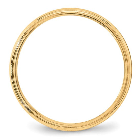 14kt Yellow Gold 4mm Milgrain Half Round Wedding Band Size 9.5