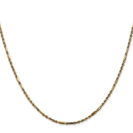 14kt Yellow Gold 18 inch  1.8mm Diamond-cut Milano Rope with Lobster Clasp Chain