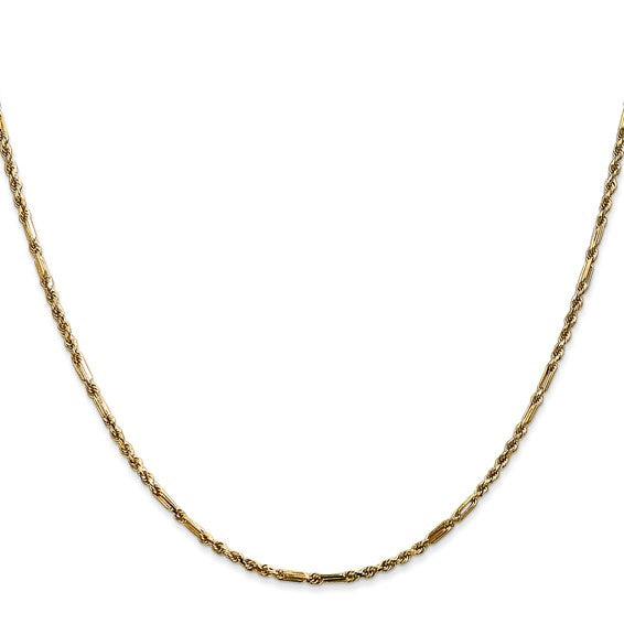 14kt Yellow Gold 20 inch  1.8mm Diamond-cut Milano Rope with Lobster Clasp Chain
