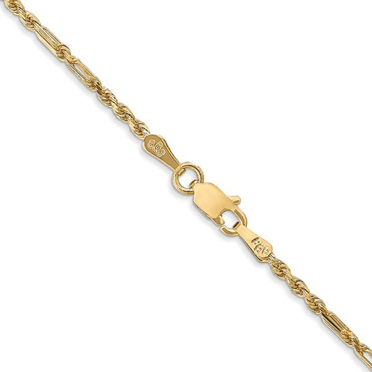 14kt Yellow Gold 18 inch  1.8mm Diamond-cut Milano Rope with Lobster Clasp Chain