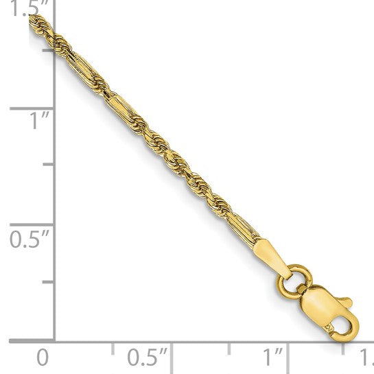 14kt Yellow Gold 7 inch  1.8mm Diamond-cut Milano Rope with Lobster Clasp Chain