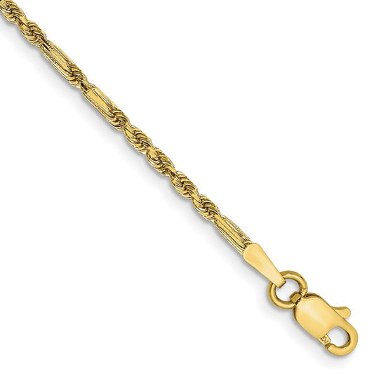 14kt Yellow Gold 7 inch  1.8mm Diamond-cut Milano Rope with Lobster Clasp Chain