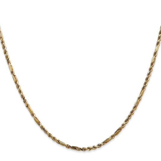 14KT Yellow Gold 18 inch  2.25mm Diamond-cut Milano Rope with Lobster Clasp Chain