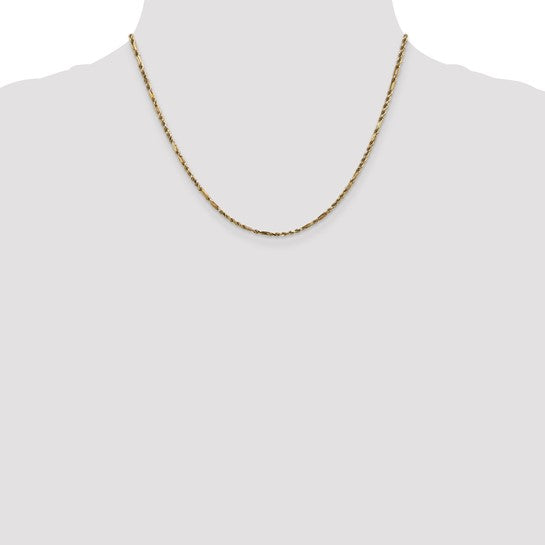 14KT Yellow Gold 18 inch  2.25mm Diamond-cut Milano Rope with Lobster Clasp Chain
